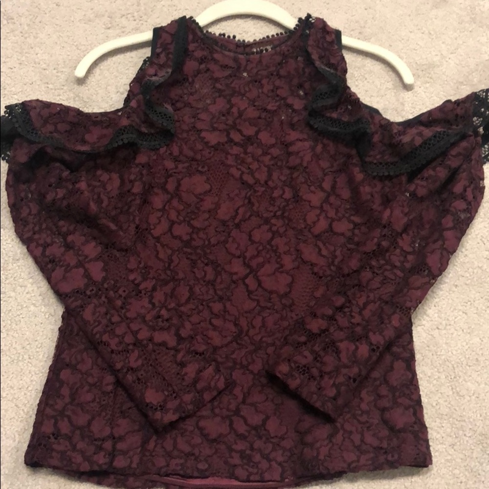 Gorgeous lace maroon and black top